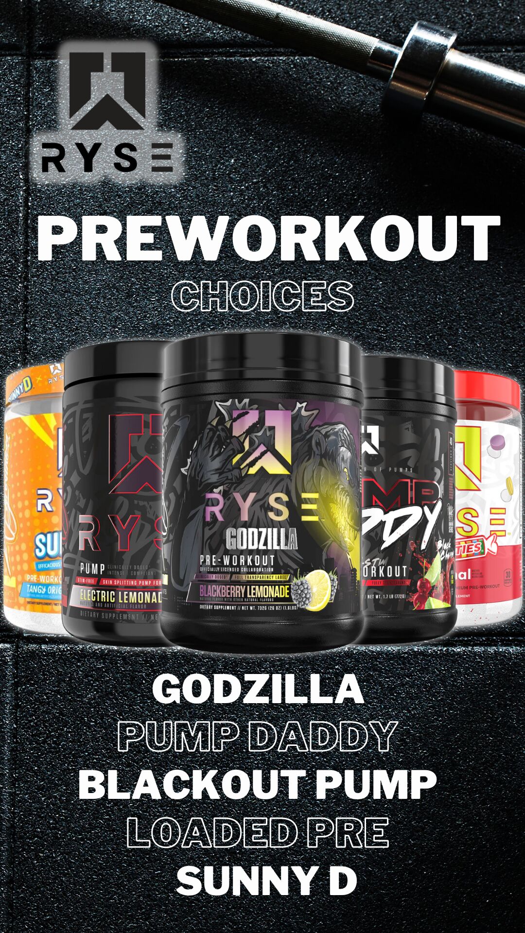 RYSE Supps, One Brand, FIVE Incredible PreWorkouts UK Supplements